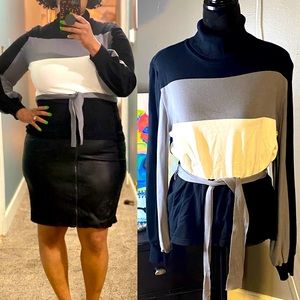 Striped turtleneck sweater